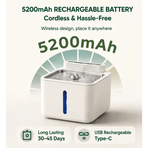 Wireless Cat Water Fountain 3L