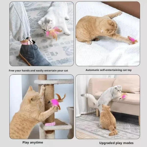 Wearable Cat Teaser Collar Feather Toy